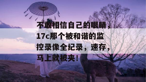 不敢相信自己的眼睛,17c那个被和谐的监控录像全纪录,速存,马上就被夹!